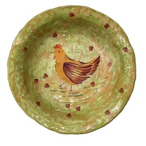 Crate & Barrel Italian La Ceramica VBC Decorative Rooster Serving Bowl